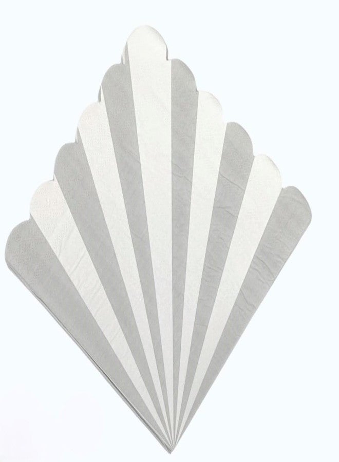 LUDALY Grey & White Stripe Large Napkins | Christmas Napkins | Birthday Party | Circus | Carnival | Pack of 20 Paper Napkins - Image 1